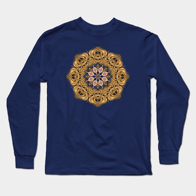 Golden Mandala art Sunflower Classic illustration, repeated pattern Long Sleeve T-Shirt by Vector Pro